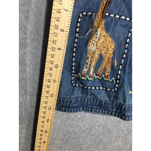 Womens Lifestyle Vest Denim Animals Zoo Elementary School Teacher Embroidery - Picture 3 of 4